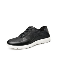 轻质牛皮/布面透气男运动休闲板鞋单鞋