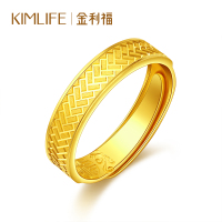 金利福 菱格黄金戒指AU999足金男女款戒指 大气时尚菱格活口条戒 F001678