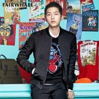 马克华菲夹克男士外套2018秋季修身新款飞行员休闲棒球服春秋男