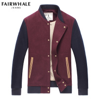 马克华菲夹克2017秋冬新款男装外套修身男士厚款毛呢拼接夹克_1