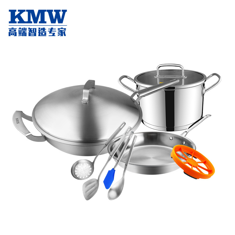 KMW 捍卫者健康炒锅A套装F KMWTZHW5003022 锅具套装 炒锅煎锅汤锅 锅铲汤勺炊具套装 304钢