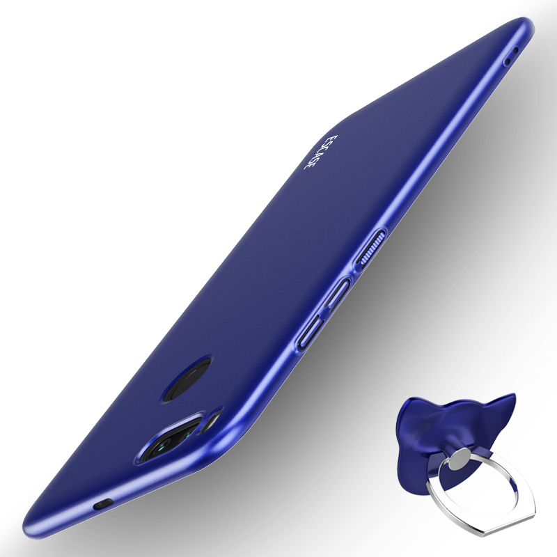 ESCASE 小米5X手机壳 小米手机套 送可拆卸指环扣 全包烤漆肤感保护硬壳（有吊绳孔） 极光蓝