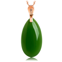 帛兰梓韵 天然和田玉水滴吊坠女款s925银镶嵌玉石碧玉项链挂件玉坠
