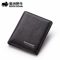 美洲野牛钱包男士真皮短款头层牛皮钱夹