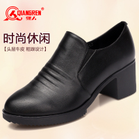 3515强人2017新款女鞋粗跟高跟单鞋女通勤工作鞋百搭女鞋LA4175069