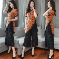 2017年夏季套装/套裙短袖时尚气质钩花镂空蕾丝韩版百搭阔腿