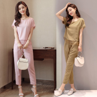 短袖气质优雅潮流甜美圆领套装/套裙2017年夏季修身