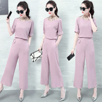 2017年夏季纯色气质短袖套装/套裙修身显瘦潮流