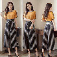 气质时尚显瘦修身2017年夏季套装/套裙甜美优雅简约条纹