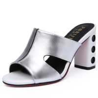 法国宝丽芙（PORIFF）女士防水台粗跟高跟鞋银PF809