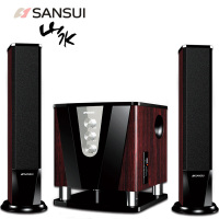 Sansui/山水新83D 2.1电视音响低音炮电脑多媒体插卡音箱家庭影院木质音响 玫瑰木纹色