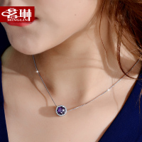 茗琳水晶双面潘多拉风项链女925银锁骨链简约日韩国配饰品百搭
