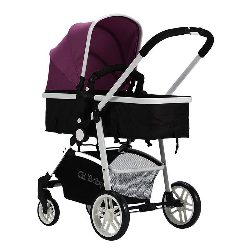 CH Baby晨辉婴宝婴儿推车可换向可坐躺高景观A767A紫色 净重8KG 最大承重25KG图片