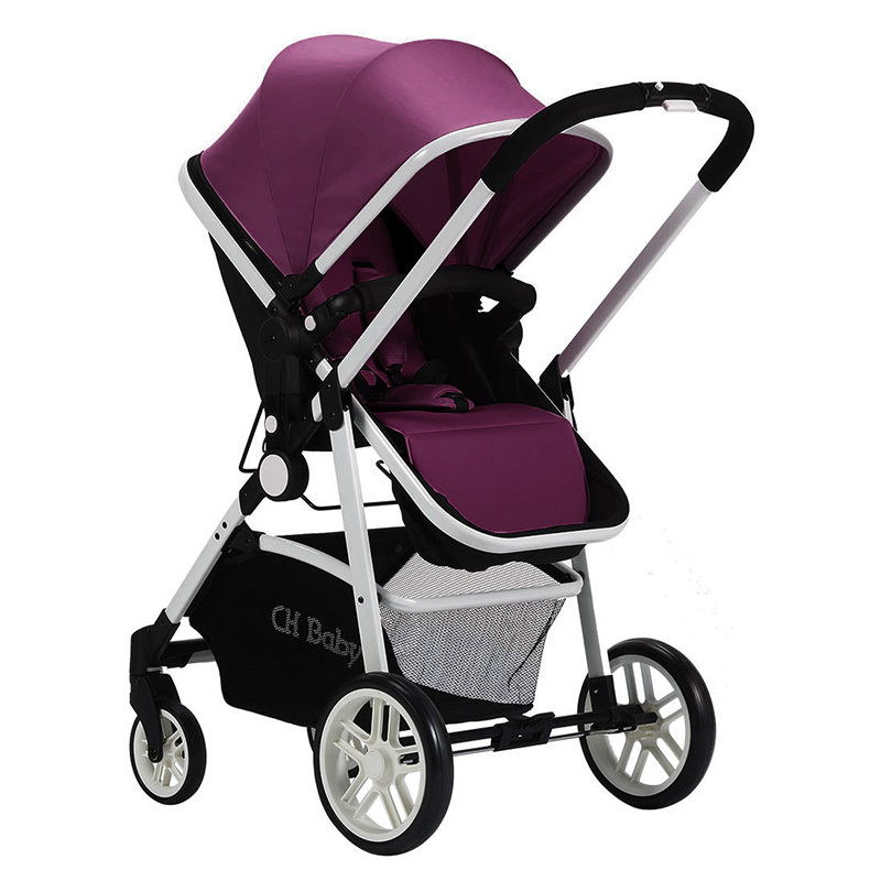 chbaby晨辉婴宝婴儿推车可换向可坐躺高景观a767a紫色净重8kg最大承重