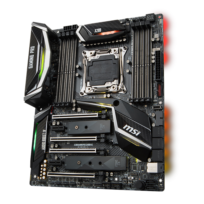 微星(MSI)X299 GAMING PRO CARBON AC 台式机超频游戏主板(INTEL平台/LGA2066)