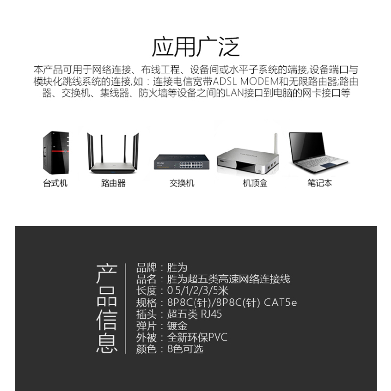 胜为(shengwei)LC-2010A 超五类网线 1米 网络跳线 彩色纯铜 百兆网线