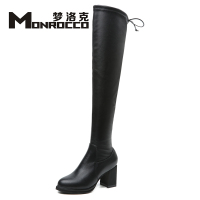法国梦洛克（MONROCCO）女士时尚高筒靴黑MC706