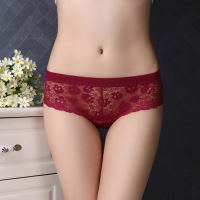 初愫时尚骷髅镂空蕾丝女士三角内裤4条装