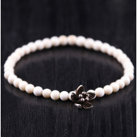 凝萃 天然猛犸象牙绿豆珠手链4mm 细小女款手链