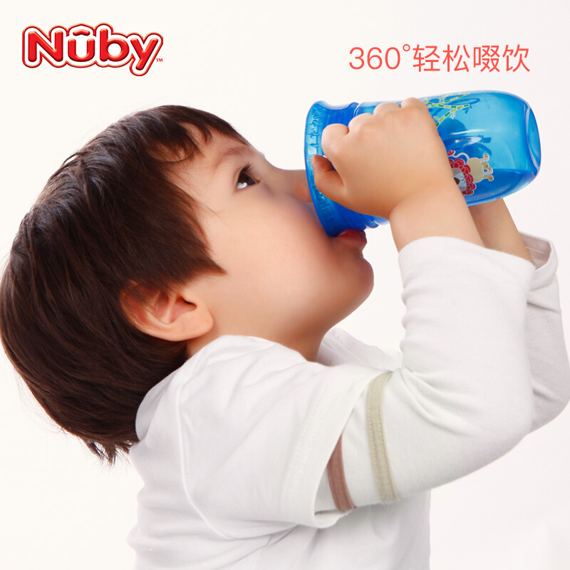 努比Nuby 带握把 360度pp魔力水杯直饮杯 蓝色狮子 Comfort 270ml