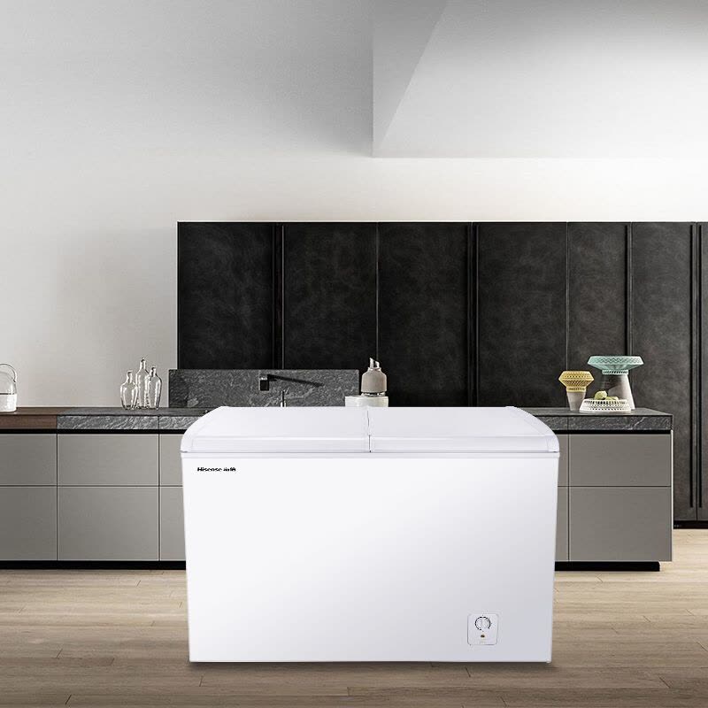 海信(Hisense BCD-271QD 271升 蝶形门玻璃门家商两用冰柜 冷冻冷藏双温柜 卧式冰柜 冷柜(珍珠白)图片