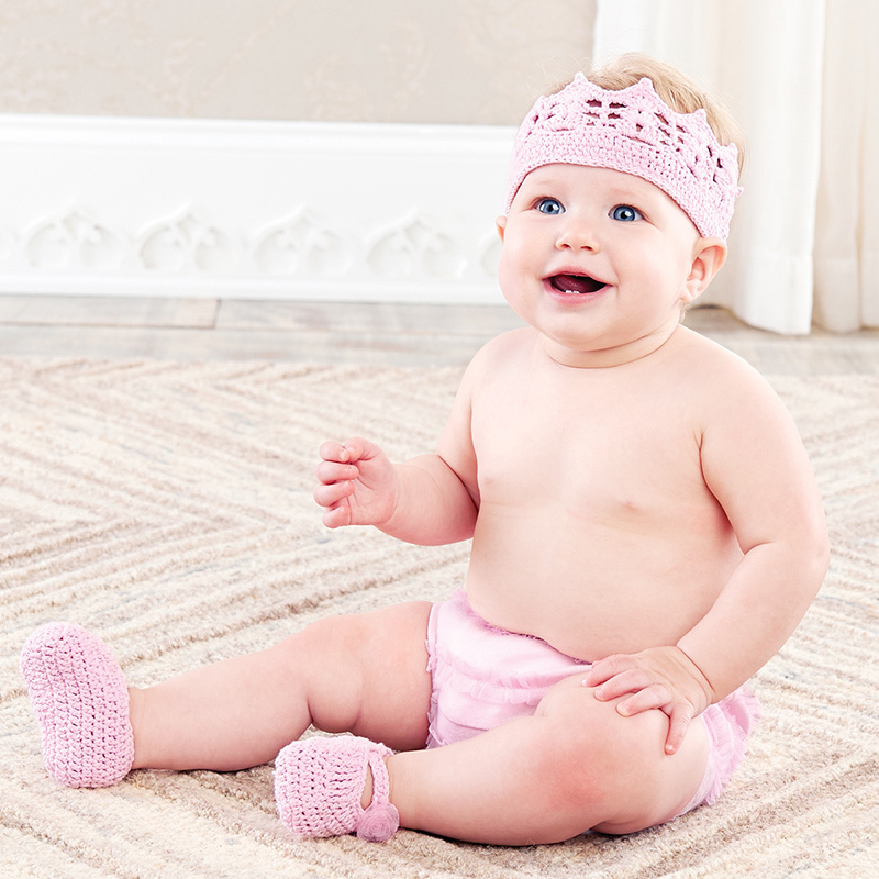 babyaspen新生儿萌系甜美时尚小公主发带鞋子套装