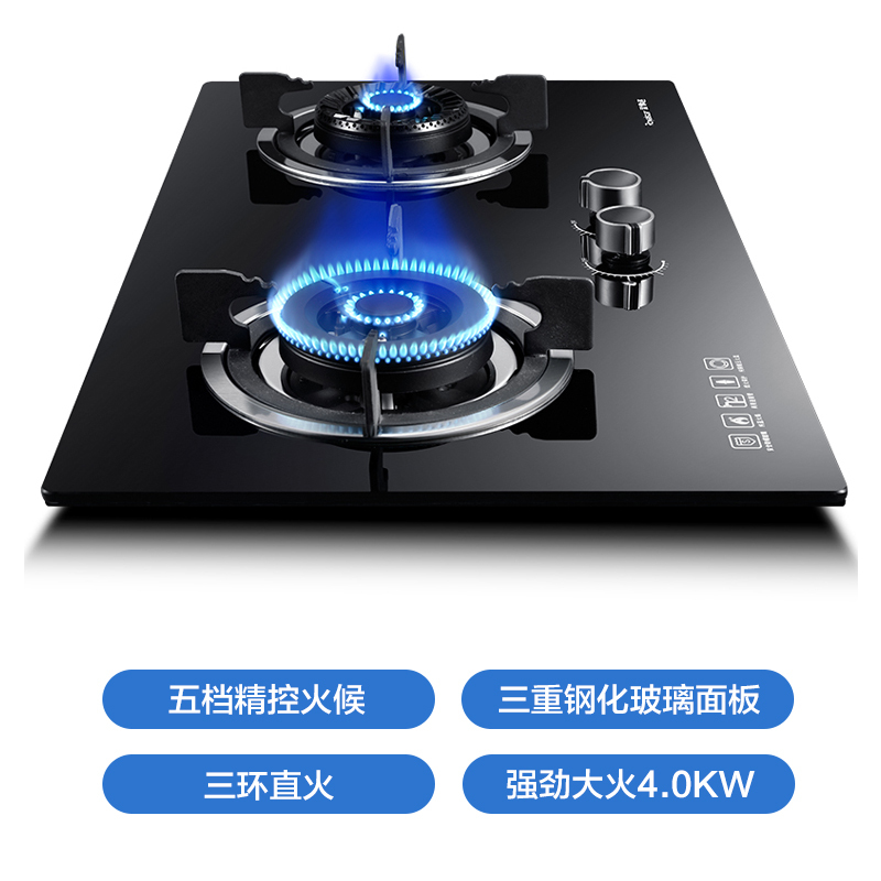 荣事达(Royalstar)台嵌两用燃气灶煤气灶JZT-902M RB608 钢化玻璃面板 液化气