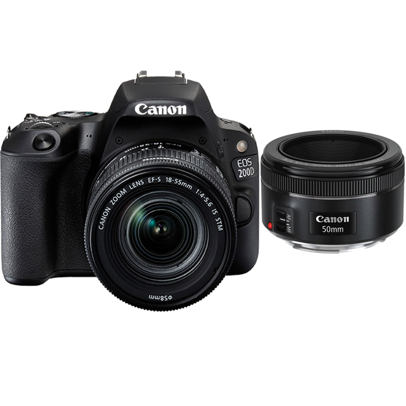 佳能(Canon)EOS 200D(EFS 18-55mm STM+EF50F1.8mm STM)双镜头套机 小型单反高清大图