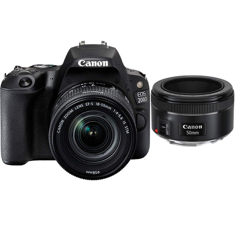 佳能(Canon)EOS 200D(EFS 18-55mm STM+EF50F1.8mm STM)双镜头套机 小型单反