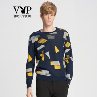 花花公子贵宾针织衫男时尚青年针织衫 黑色WYM654280