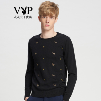 花花公子贵宾羊毛衫男时尚青春毛衫 黑色WYM654281