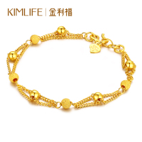 金利福珠宝 黄金手链女士女款999足金手链手镯生日礼物双链间珠手链 F001242
