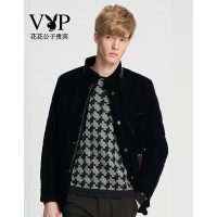 花花公子贵宾棉服男时尚立领保暖简约棉外套 藏青色 wmy662026