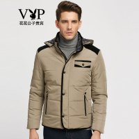 花花公子贵宾(Playboy VIP Collection)时尚休闲保暖棉衣 卡其色pb144401