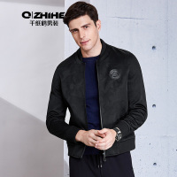 千纸鹤男装2017新款针织夹克衫 青年潮流修身男士棒球服外套3297