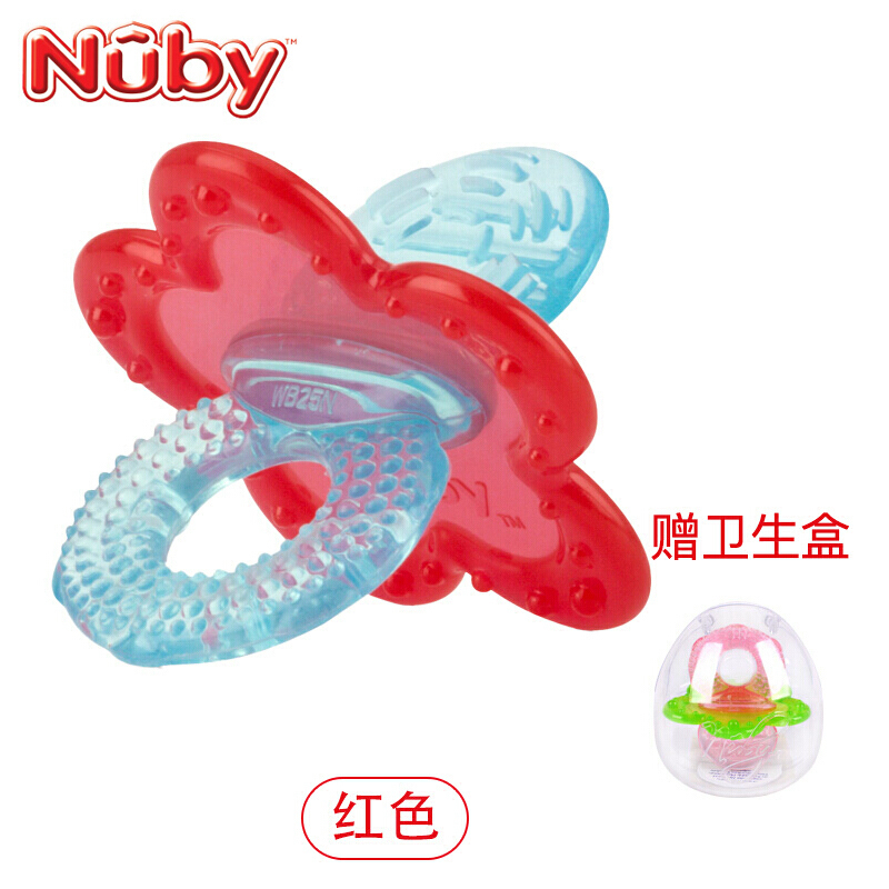 Nuby努比牙胶固齿器 宝宝婴儿咬咬胶玩具 642 红花盘(O型款)