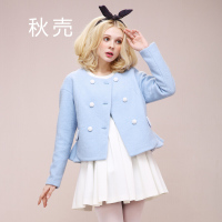 秋壳冬装新款气质毛领短款毛呢外套