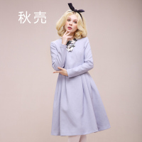 秋壳冬装新款收腰大A裙摆连衣裙