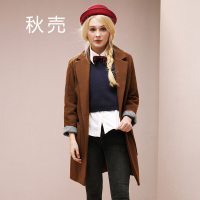 秋壳秋冬新款学院风毛呢外套女中长款毛呢大衣