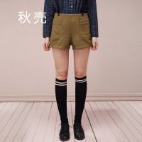 秋壳秋冬新款百搭中腰呢料热裤休闲短裤女
