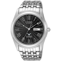 西铁城(CITIZEN)手表 自动机械黑盘钢带休闲男表NH8240-57EB