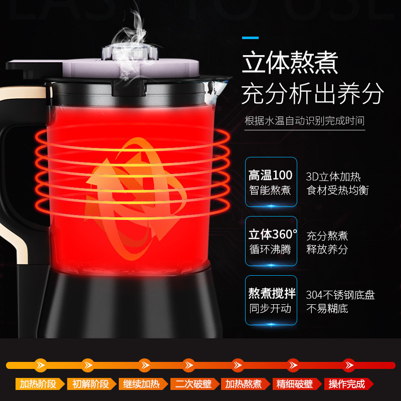 申花(SHENHUA)破壁料理机 SL-0161G 加热多功能家用果汁机搅拌机宝宝辅食机