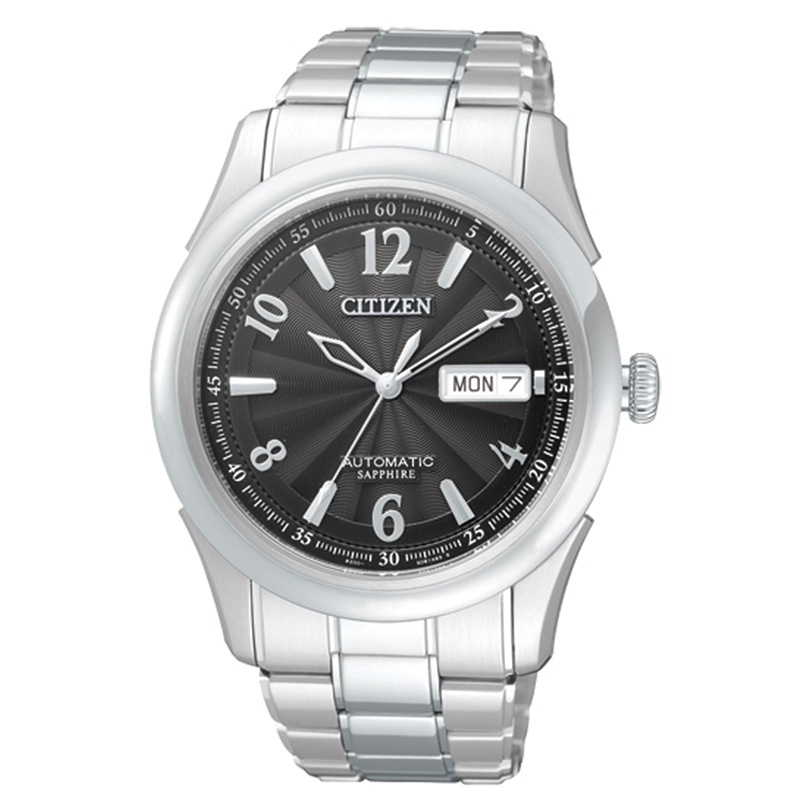 西铁城citizen手表自动机械黑盘钢带休闲男表nh831053eb