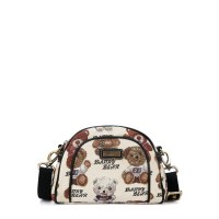 甜美可爱HAPPY熊斜挎包 米白配黑色