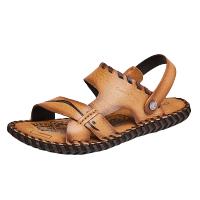 大洋洲袋鼠 复古压花 时尚搭扣真皮牛皮男鞋沙滩鞋凉拖鞋凉鞋男款OMSX7270118
