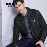 千纸鹤2018新款牛仔夹克 男士青年棒球领夹克衫修身潮流外套3310
