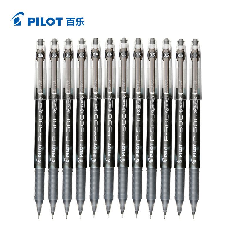 百乐(pilot)BL-P50 P500针管笔12支/盒 黑色0.5mm 财务中性笔 黑笔 考试水笔签字笔啫喱墨走珠笔图片