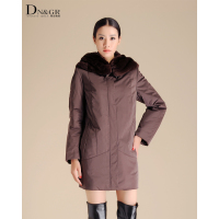 2017秋冬季女装中老年宽松纯色獭兔帽兔绒内胆皮草大衣8205