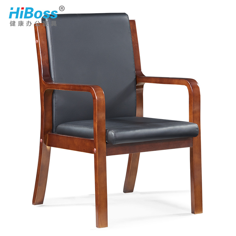 HiBoss 办公家具四脚实木会议椅老板椅现代简约办公椅班前椅