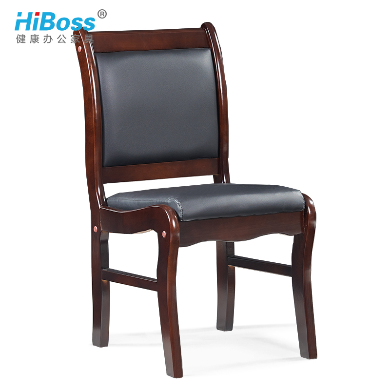 HiBoss 办公家具员工 会议椅 实木脚办公椅 无扶手电脑椅 培训椅子